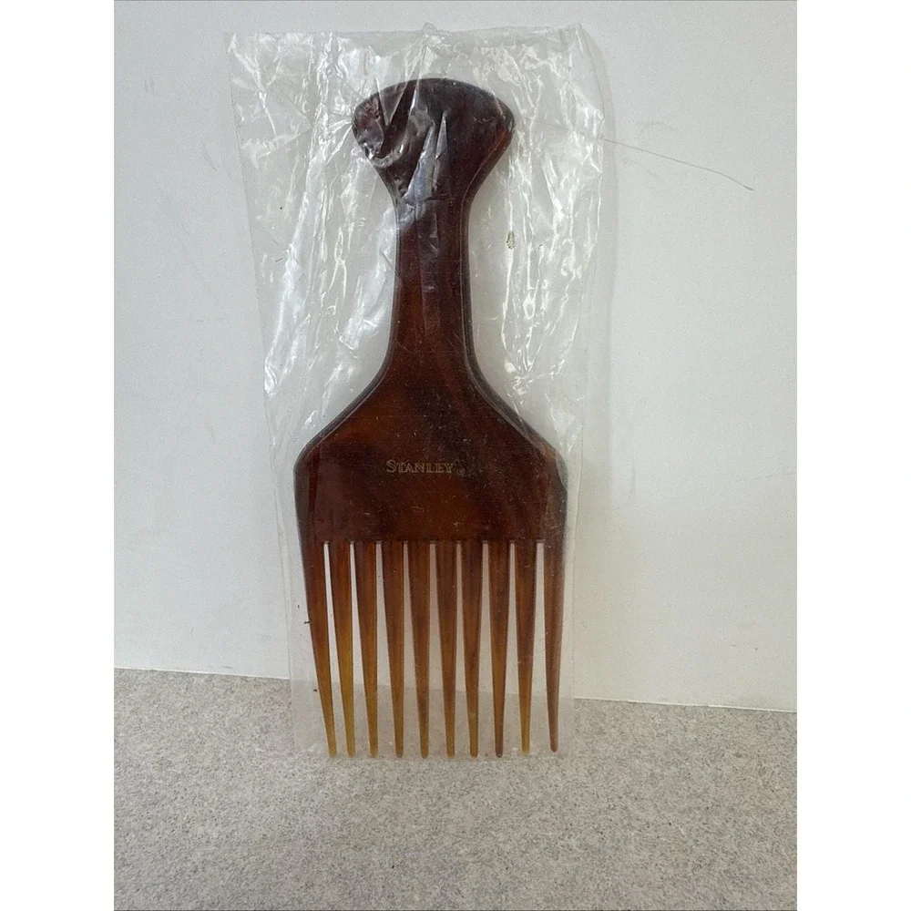NEW Vintage‎ Brown Stanley Hair Pick Made in the USA Retro